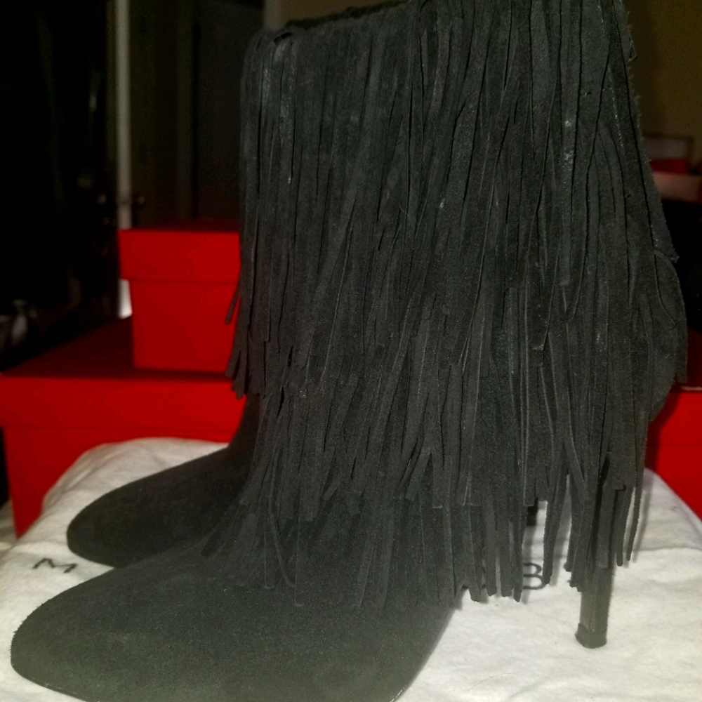 ZARA suede fringe boots